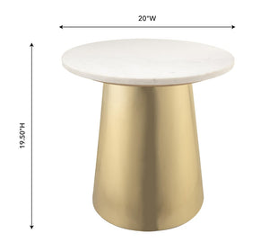 TOV Furniture Bleeker Marble Side Table - Modern Glam Decor with Gold Base, Unique White Top, No Assembly Needed TOV-OC18135