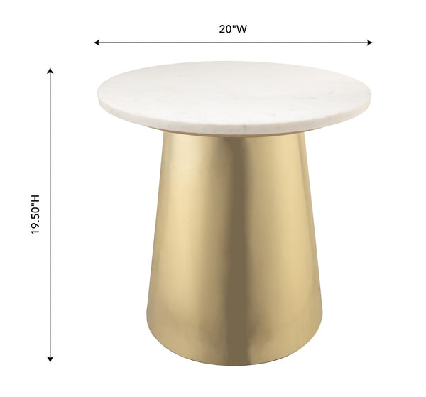 TOV Furniture Bleeker Marble Side Table - Modern Glam Decor with Gold Base, Unique White Top, No Assembly Needed TOV-OC18135