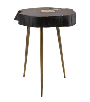 TOV Furniture Timber Side Table with Unique Brass Inlay – Handcrafted Acacia Wood for Chic Rustic Decor Appeal TOV-OC18169