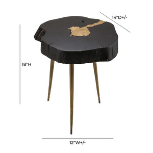 TOV Furniture Timber Side Table with Unique Brass Inlay – Handcrafted Acacia Wood for Chic Rustic Decor Appeal TOV-OC18169