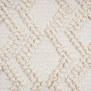 TOV Furniture Inca Cream Cotton Pouf - Handcrafted Geometric Ottoman for Versatile Seating & Cozy Decor Touch TOV-OC18187