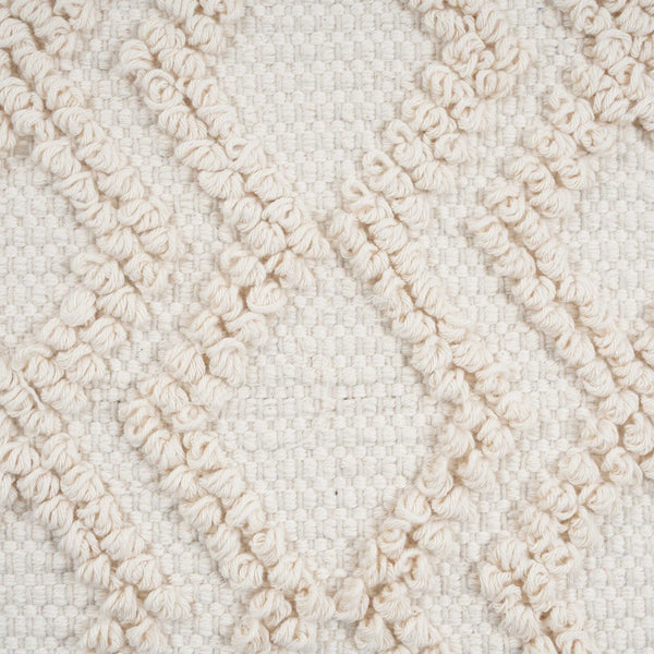 TOV Furniture Inca Cream Cotton Pouf - Handcrafted Geometric Ottoman for Versatile Seating & Cozy Decor Touch TOV-OC18187