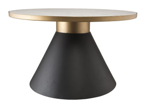 TOV Furniture Richard 27" Round Marble Coffee Table - Elegant Gold-Trimmed Design with Black Iron Base for Luxurious Living TOV-OC18194