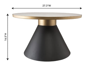 TOV Furniture Richard 27" Round Marble Coffee Table - Elegant Gold-Trimmed Design with Black Iron Base for Luxurious Living TOV-OC18194