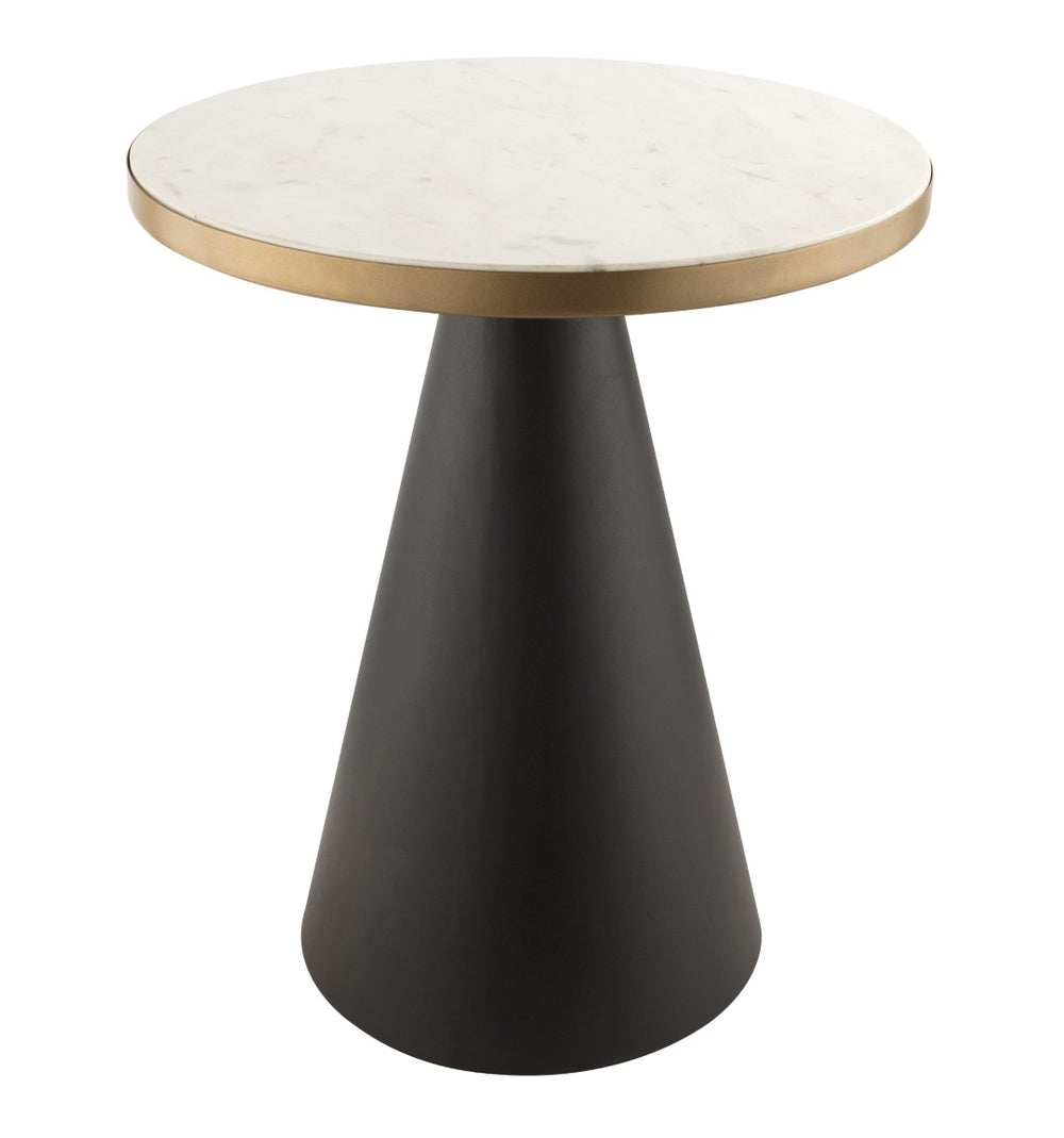 TOV Furniture Richard Marble Round Side Table - Luxe White Top with Gold Accent & Black Base for Elegant Spaces TOV-OC18195