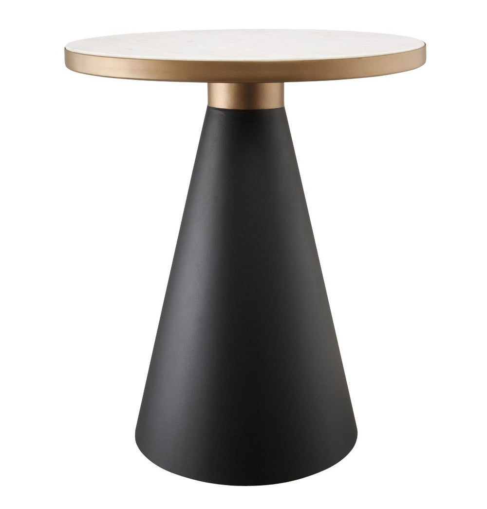 TOV Furniture Richard Marble Round Side Table - Luxe White Top with Gold Accent & Black Base for Elegant Spaces TOV-OC18195