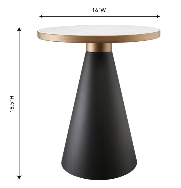 TOV Furniture Richard Marble Round Side Table - Luxe White Top with Gold Accent & Black Base for Elegant Spaces TOV-OC18195