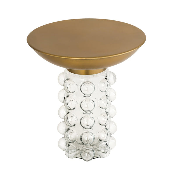 TOV Furniture Bubble Glass and Brass Side Table – Handcrafted Accent Table with Sculptural Design for Modern Spaces TOV-OC18229