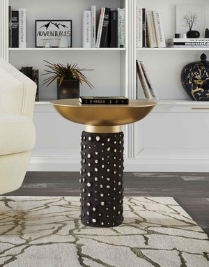 TOV Furniture Blaze Elegant Glass and Brass Side Table – Handcrafted Artistry for Modern Living Spaces, 17.2" TOV-OC18230