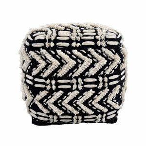 TOV Furniture Mariel Black Cotton Pouf - Handwoven Accent for Versatile Seating, Footrest or Ottoman in Any Room TOV-OC18251