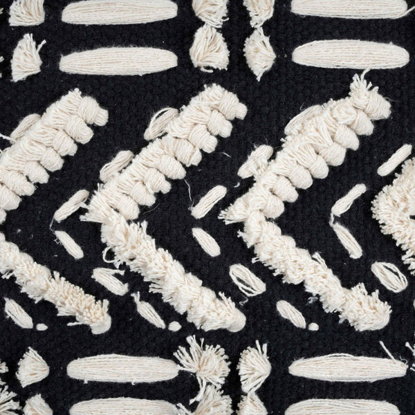 TOV Furniture Mariel Black Cotton Pouf - Handwoven Accent for Versatile Seating, Footrest or Ottoman in Any Room TOV-OC18251