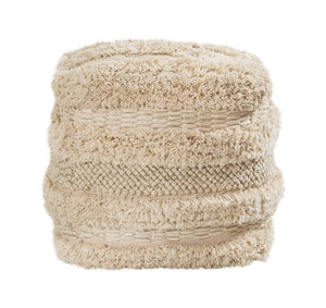 TOV Furniture Yorba Beige Cotton Pouf - Handwoven Boho-Chic Accent for Stylish Seating & Footrest in Any Room TOV-OC18252