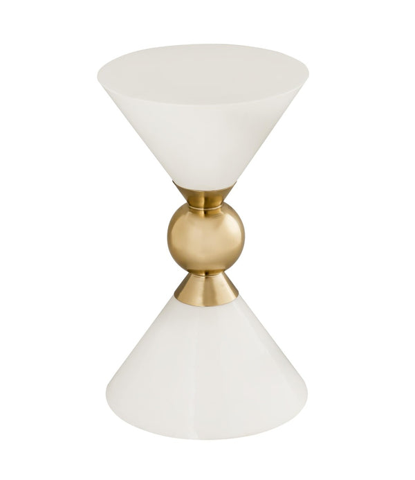 TOV Furniture Balhi Side Table - Sculptural Hourglass Accent in Gold Finish, Perfect for Modern Living Spaces White TOV-OC18273