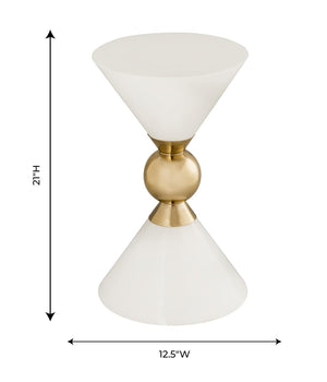 TOV Furniture Balhi Side Table - Sculptural Hourglass Accent in Gold Finish, Perfect for Modern Living Spaces White TOV-OC18273