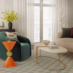 TOV Furniture Balhi Side Table - Sculptural Hourglass Accent in Gold Finish, Perfect for Modern Living Spaces Orange TOV-OC18274