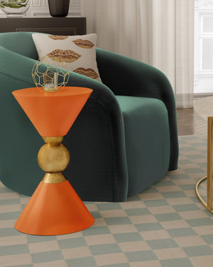 TOV Furniture Balhi Side Table - Sculptural Hourglass Accent in Gold Finish, Perfect for Modern Living Spaces Orange TOV-OC18274