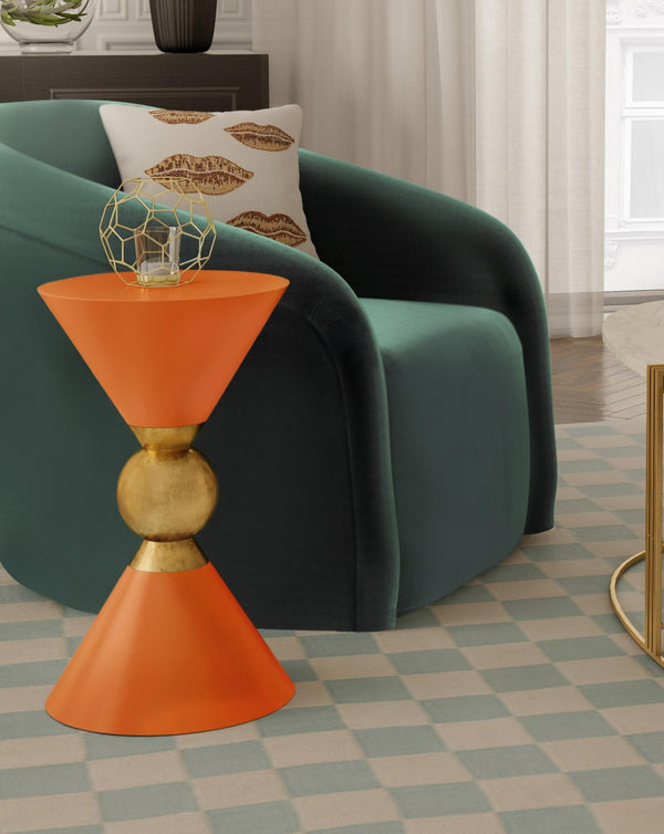 TOV Furniture Balhi Side Table - Sculptural Hourglass Accent in Gold Finish, Perfect for Modern Living Spaces Orange TOV-OC18274