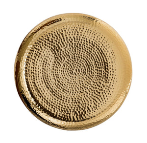 TOV Furniture Kolla Artisan Side Table - Hand-Hammered Gold Finish with Unique Translucent Glass Base Accent Piece Amber/Gold TOV-OC18278