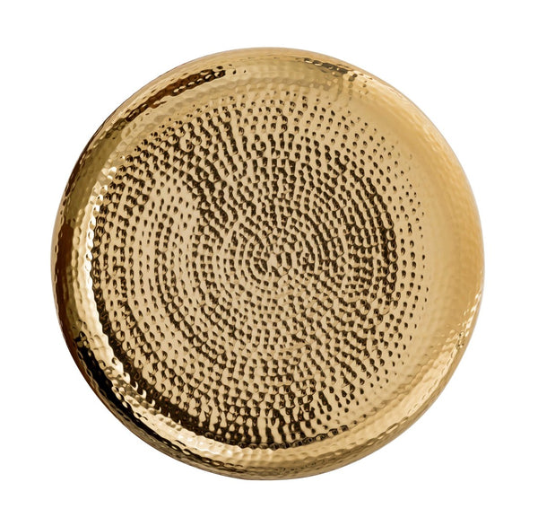 TOV Furniture Kolla Artisan Side Table - Hand-Hammered Gold Finish with Unique Translucent Glass Base Accent Piece Amber/Gold TOV-OC18278