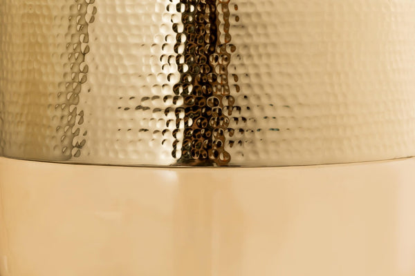 TOV Furniture Kolla Artisan Side Table - Hand-Hammered Gold Finish with Unique Translucent Glass Base Accent Piece Amber/Gold TOV-OC18278