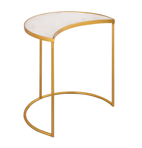 TOV Furniture Crescent Marble Nesting Tables - Elegant Space-Saving Set with Unique Veining & Gold Iron Frame TOV-OC18310