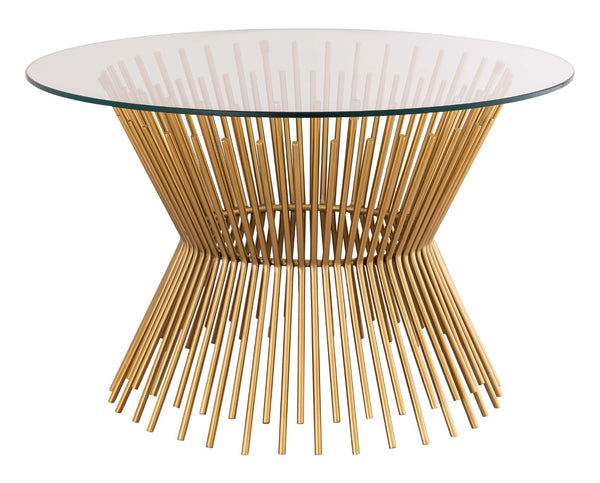 TOV Furniture Grace 30" Glass Round Coffee Table - Modern Minimalism Meets Artisanal Craftsmanship in Gold Finish TOV-OC18315
