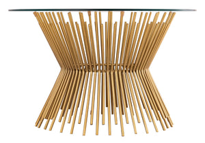 TOV Furniture Grace 30" Glass Round Coffee Table - Modern Minimalism Meets Artisanal Craftsmanship in Gold Finish TOV-OC18315