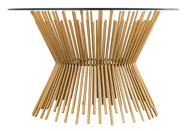 TOV Furniture Grace 30" Glass Round Coffee Table - Modern Minimalism Meets Artisanal Craftsmanship in Gold Finish TOV-OC18315