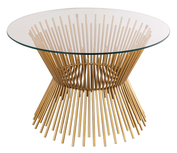 TOV Furniture Grace 30" Glass Round Coffee Table - Modern Minimalism Meets Artisanal Craftsmanship in Gold Finish TOV-OC18315