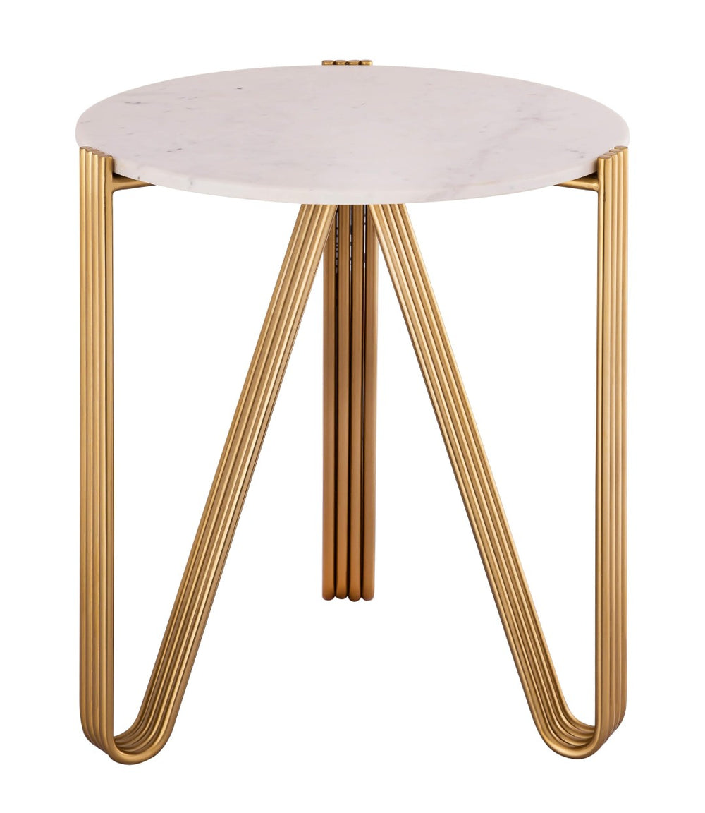 TOV Furniture Aya Marble Side Table - Handcrafted Elegance with Sculptural Gold Legs for Modern Living Rooms & Entryways TOV-OC18317