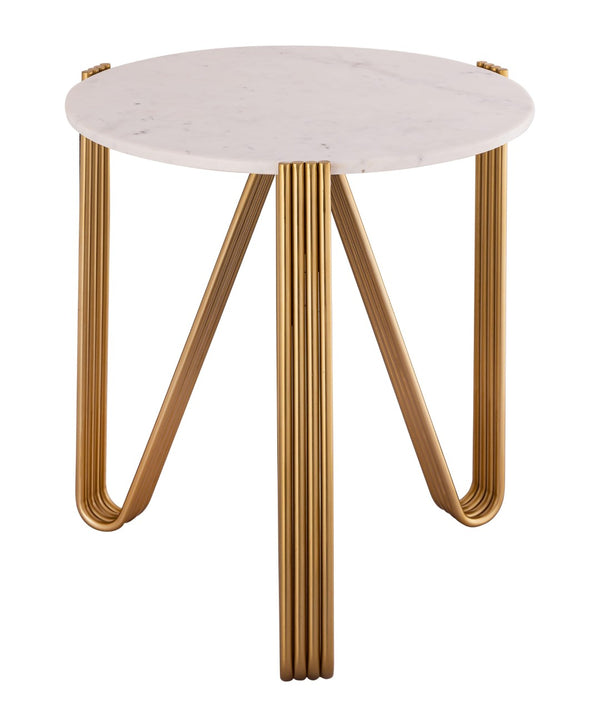 TOV Furniture Aya Marble Side Table - Handcrafted Elegance with Sculptural Gold Legs for Modern Living Rooms & Entryways TOV-OC18317