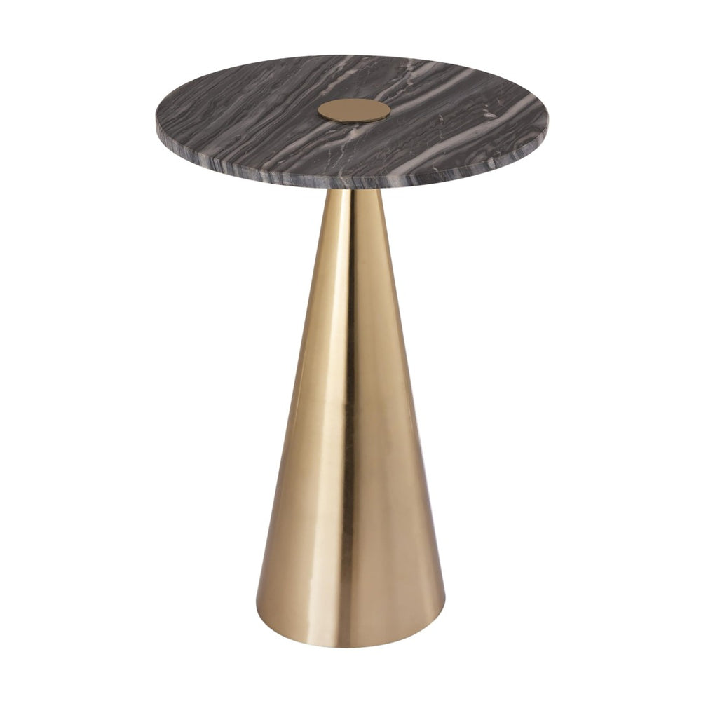TOV Furniture Addyson Marble Side Table - Artisan Grey Marble Top with Gold Base, Elegant Accent for Any Space TOV-OC18341