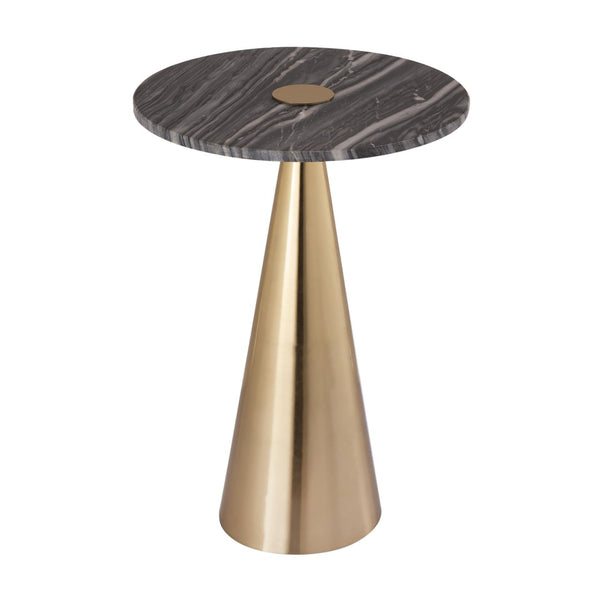 TOV Furniture Addyson Marble Side Table - Artisan Grey Marble Top with Gold Base, Elegant Accent for Any Space TOV-OC18341