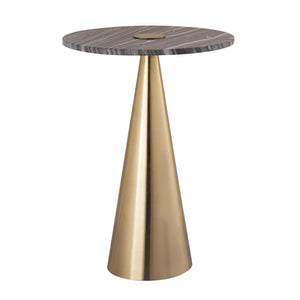 TOV Furniture Addyson Marble Side Table - Artisan Grey Marble Top with Gold Base, Elegant Accent for Any Space TOV-OC18341