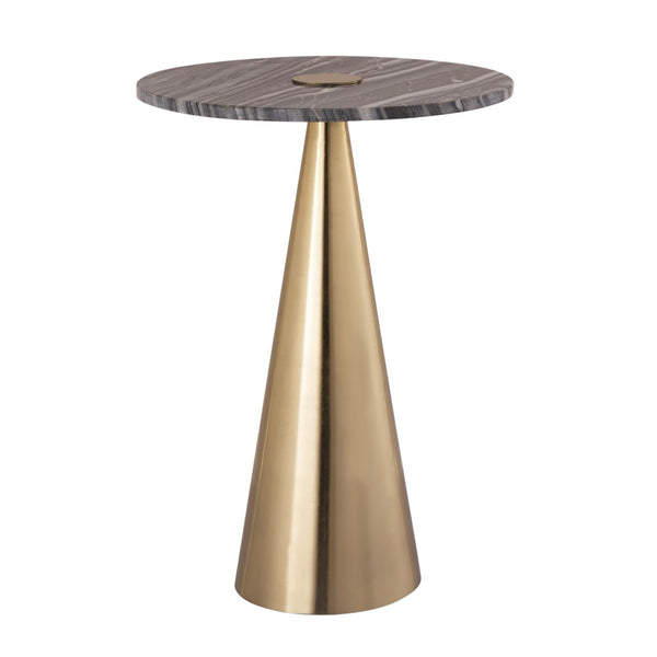 TOV Furniture Addyson Marble Side Table - Artisan Grey Marble Top with Gold Base, Elegant Accent for Any Space TOV-OC18341