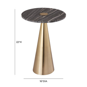 TOV Furniture Addyson Marble Side Table - Artisan Grey Marble Top with Gold Base, Elegant Accent for Any Space TOV-OC18341
