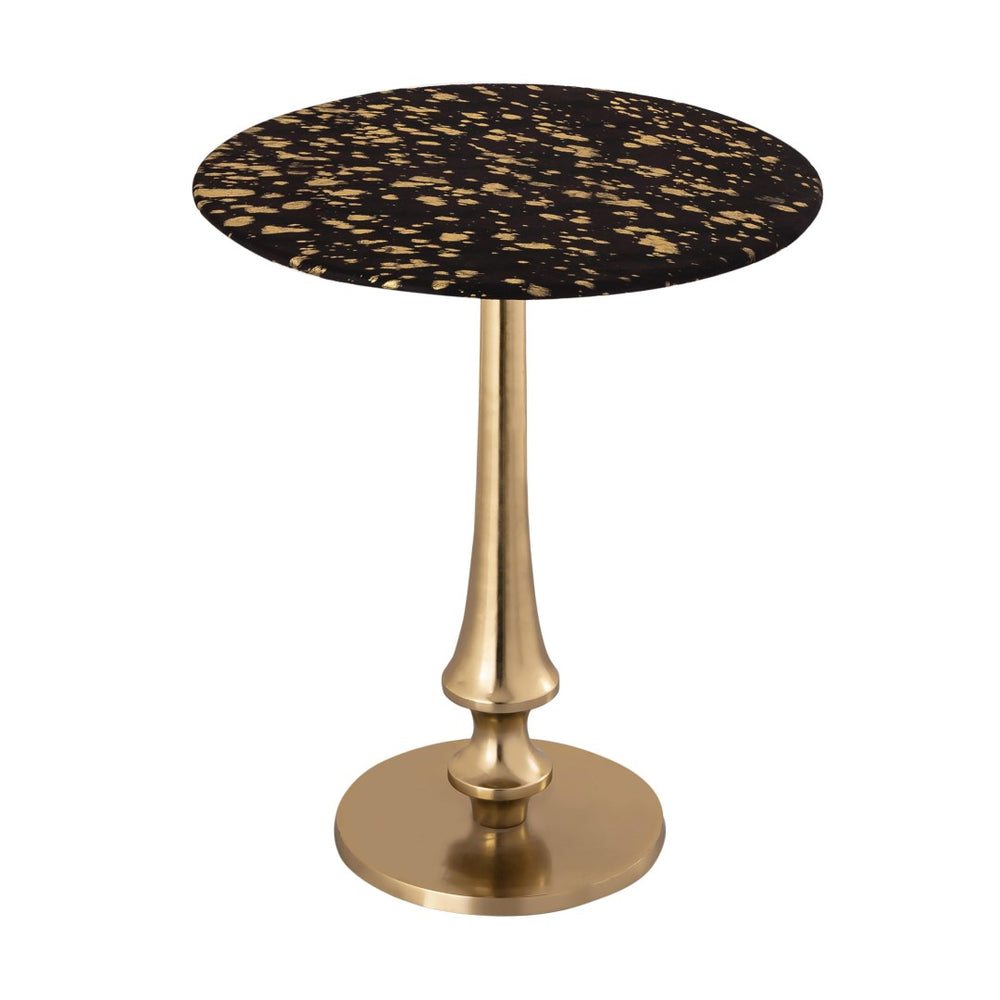 TOV Furniture Gold Goathide Side Table - Artisan-crafted Accent with Sculptural Gold Pedestal for Modern Glamour TOV-OC18343