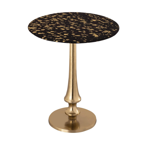 TOV Furniture Gold Goathide Side Table - Artisan-crafted Accent with Sculptural Gold Pedestal for Modern Glamour TOV-OC18343