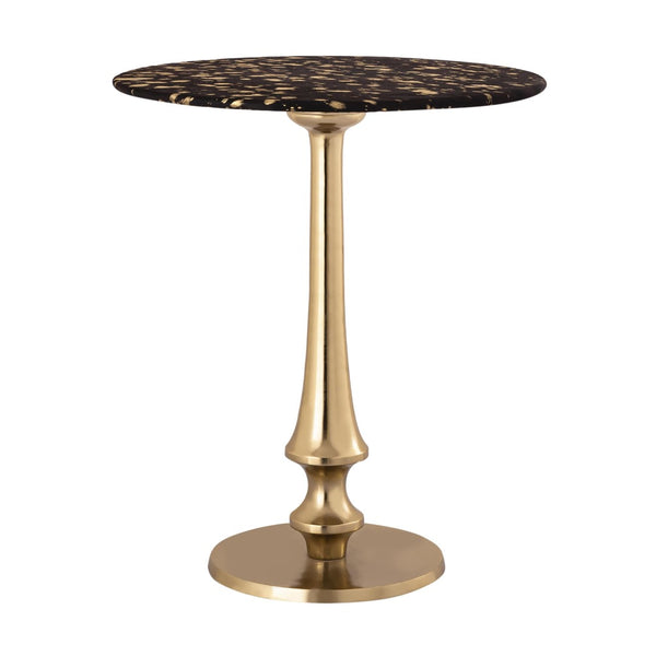 TOV Furniture Gold Goathide Side Table - Artisan-crafted Accent with Sculptural Gold Pedestal for Modern Glamour TOV-OC18343