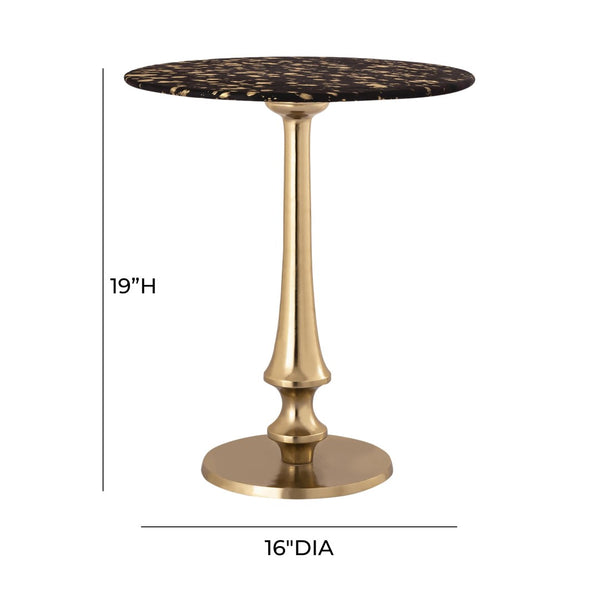 TOV Furniture Gold Goathide Side Table - Artisan-crafted Accent with Sculptural Gold Pedestal for Modern Glamour TOV-OC18343