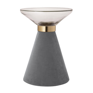 TOV Furniture Aurora Side Table - Elegant Cloud-Hued Glass Top with Velvet Base & Gold Accents for Modern Spaces TOV-OC18345