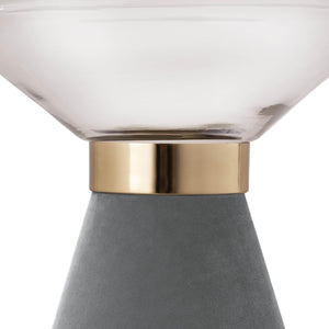 TOV Furniture Aurora Side Table - Elegant Cloud-Hued Glass Top with Velvet Base & Gold Accents for Modern Spaces TOV-OC18345