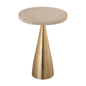 TOV Furniture Celeste Ribbed Side Table - Artisan-Crafted Accent with Natural Stone Top & Textured Gold Base Decor TOV-OC18353
