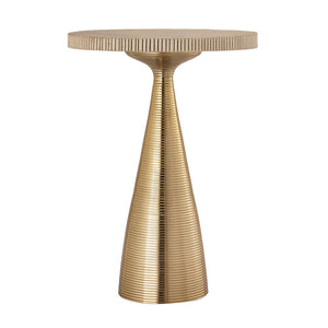 TOV Furniture Celeste Ribbed Side Table - Artisan-Crafted Accent with Natural Stone Top & Textured Gold Base Decor TOV-OC18353