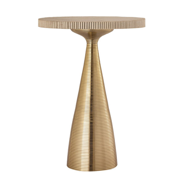 TOV Furniture Celeste Ribbed Side Table - Artisan-Crafted Accent with Natural Stone Top & Textured Gold Base Decor TOV-OC18353