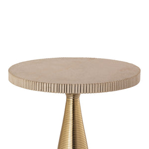TOV Furniture Celeste Ribbed Side Table - Artisan-Crafted Accent with Natural Stone Top & Textured Gold Base Decor TOV-OC18353