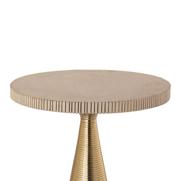TOV Furniture Celeste Ribbed Side Table - Artisan-Crafted Accent with Natural Stone Top & Textured Gold Base Decor TOV-OC18353