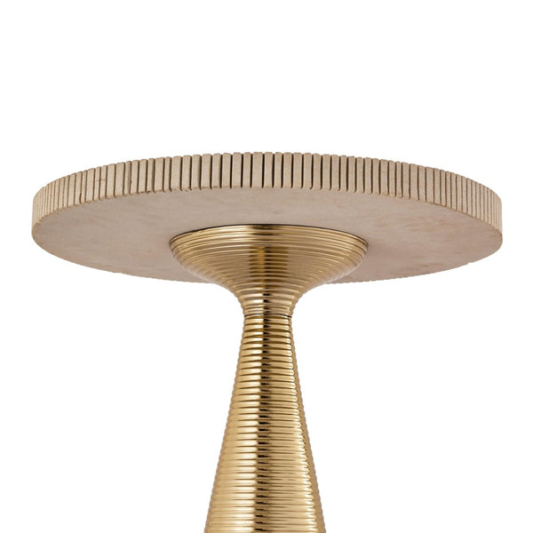 TOV Furniture Celeste Ribbed Side Table - Artisan-Crafted Accent with Natural Stone Top & Textured Gold Base Decor TOV-OC18353