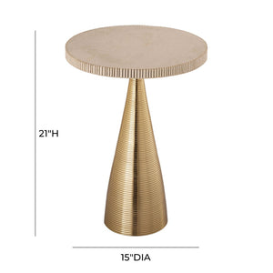 TOV Furniture Celeste Ribbed Side Table - Artisan-Crafted Accent with Natural Stone Top & Textured Gold Base Decor TOV-OC18353
