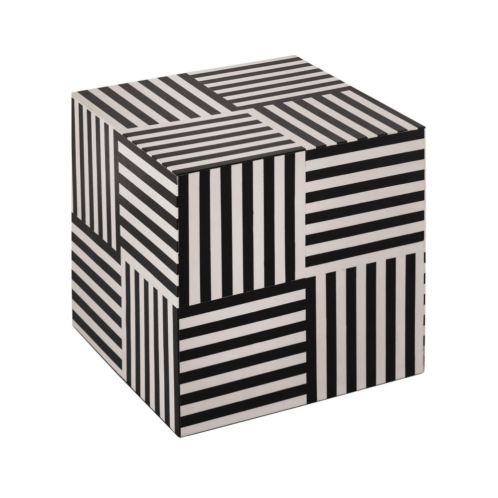 TOV Furniture Cube Geometric Black and White Side Table – Handcrafted Modern Accent for Home Décor & Functionality TOV-OC18360
